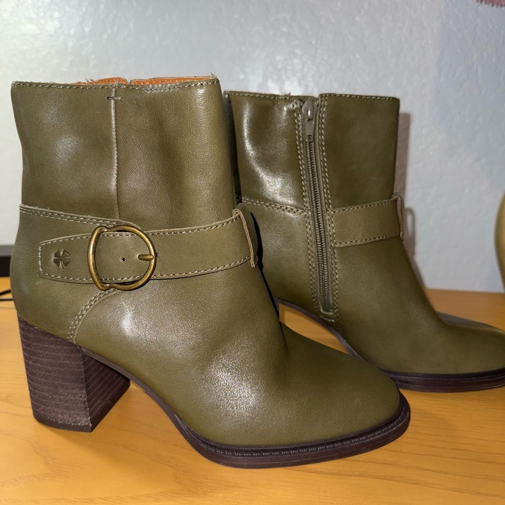 Lucky Brand Green Ankle Booties with Buckle